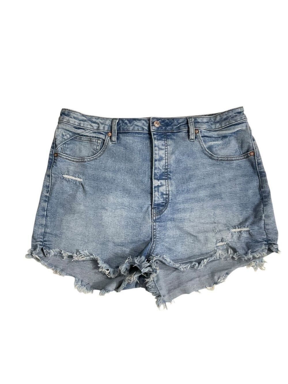 We The Free Free People Denim Shorts Size 35 Distressed Raw Hem Blue